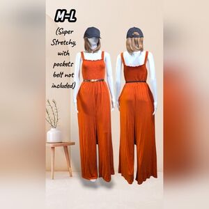 Chic Orange Jumpsuit with Pockets Medium To Large